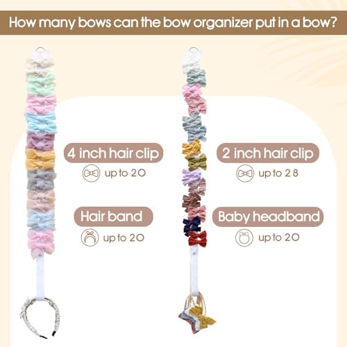 POVETIRE 6Pcs Bow Holder Bows Organizer for Girls Hair Clips Storage - Image 3