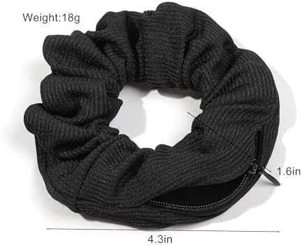 Pocket Scrunchies Holder Secret Hidden Compartment Items Velvet Hair Scrunchies Storage with Zipper Pocket for Women - Image 6