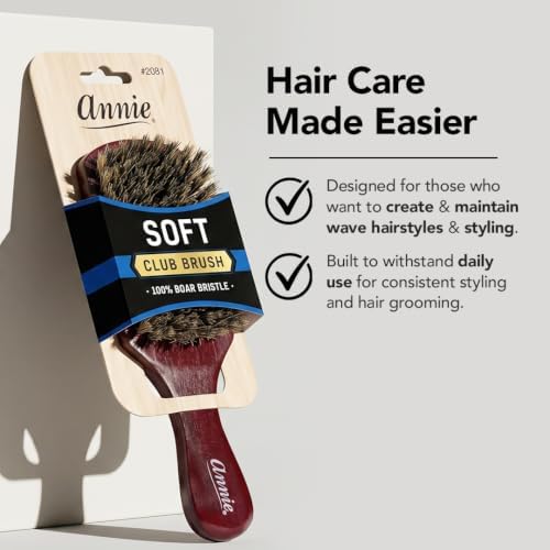 Annie Soft Club 100% Pure Boar Bristle Wave Hair Brush for Men - Image 3