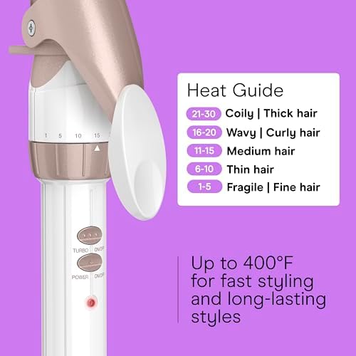 Conair Double Ceramic 1 ¼-Inch Curling Iron with Claw Clip, 1 ¼ -Inch Barrel Creates Loose Curls, Hair Curler for Use on Medium & Long Hair, White/Rose Gold - Image 4