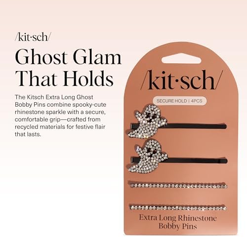 Kitsch Extra Long Metal Rhinestone Bobby Pins - 4pc Set - Image 2