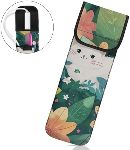 Cute Cat Travel Case for Flat Iron Heat-Resistant Curling Iron Sleeve Travel Thickening Hair Straightener Curler Storage Bag Travel Hair Accessories Organizer - Image 2