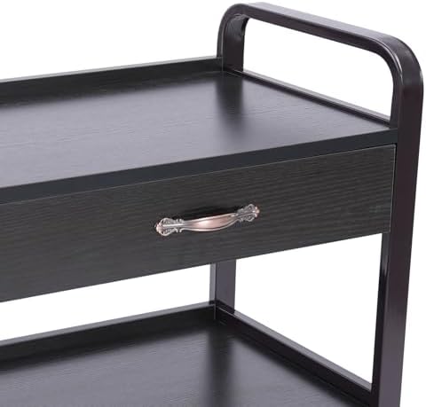 Beauty Salon Utility Trolley Cart, Movable Beauty Organizer Portable High Capacity Luggage Trolley Cart Free Standing Esthetician Rolling Makeup Carts w/4 Wheels for Beauty Spa Massage (Brown) - Image 3