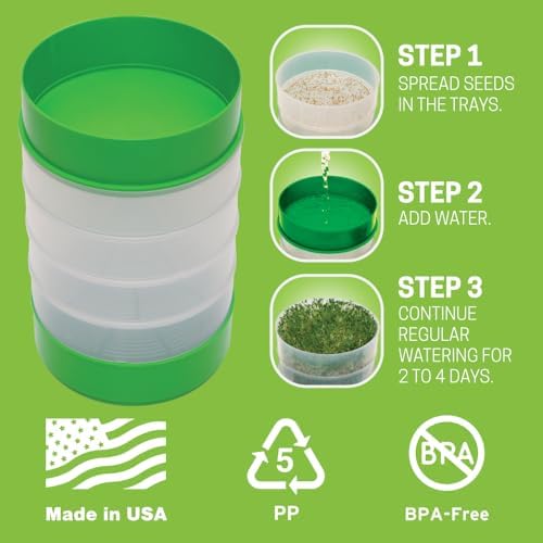 KITCHEN CROP Deluxe Seed Sprouter with 4 Growing Trays and 1 Seed Packets, (Alfalfa Seeds) Easily Grow Sprouts Indoors for a Healthy Lifestyle - Image 5