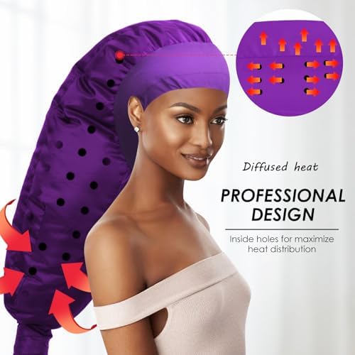 TEPENAR Hair Dryer Bonnet Attachment: Upgraded Extra Large Hooded Dryer Adjustable Hair Dryer Caps - Easy to Use for Natural Curly Textured Hair Care Styling Fast Drying - Purple - Image 4