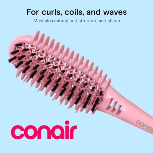 Conair Curl Define Pro Detangling Hairbrush, Tight Curls & Short Hair, Pink - Image 2