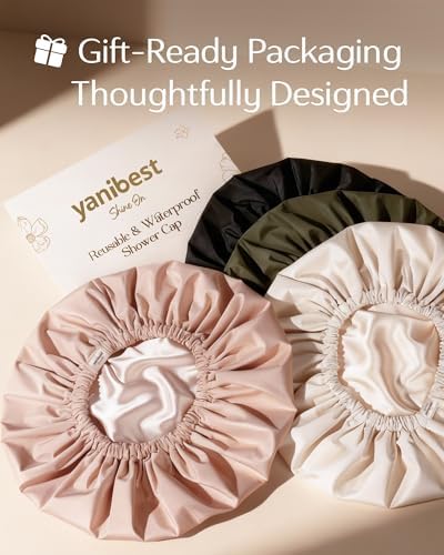 Yanibest Satin Lined Shower Cap, Reusable Waterproof Shower Caps for Women - Image 7