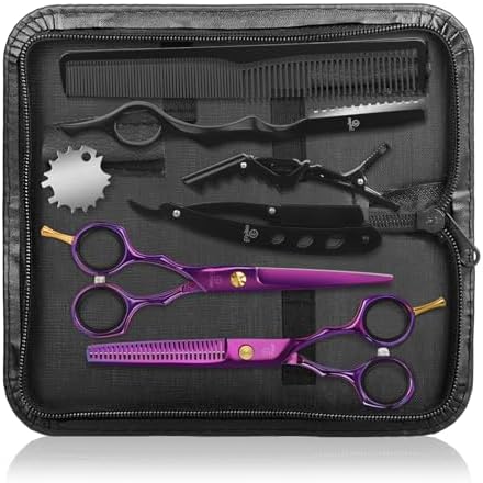 Professional Hair Cutting Scissors - 9 PCS Haircut Scissors Set by Ethyxe