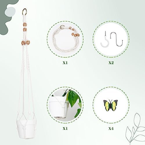 BLEUM CADE 1pcs Fake Hanging Plants Kit with Pot and Plant Hanger, Artificial Pothos Vines Hanging Potted Plant Greenery for Home Living Room Indoor Outdoor Decor - Image 3
