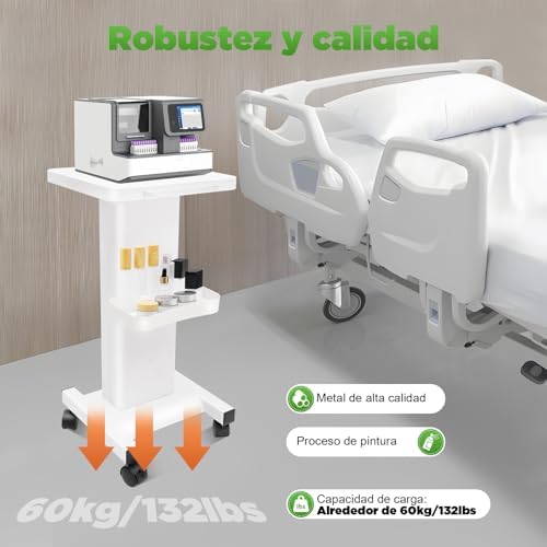 2/3 Tier Beauty Trolley Cart with Wheels, Aluminum Alloy Salon Rolling Stand Mobile Cart for Esthetician Instrument Tray, White (E) - Image 3