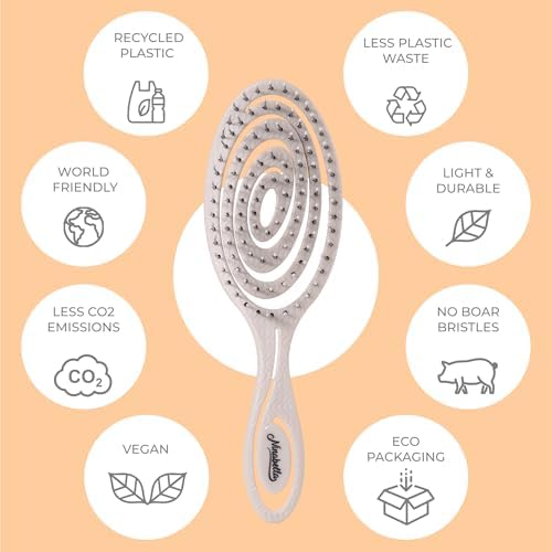 Ninabella Mini Detangler Brush - Small No Tangle Hair Brush for Purse and Travel - Hairbrush for Fine, Thick and Long Hair, Wet and Dry - Beige - Image 4