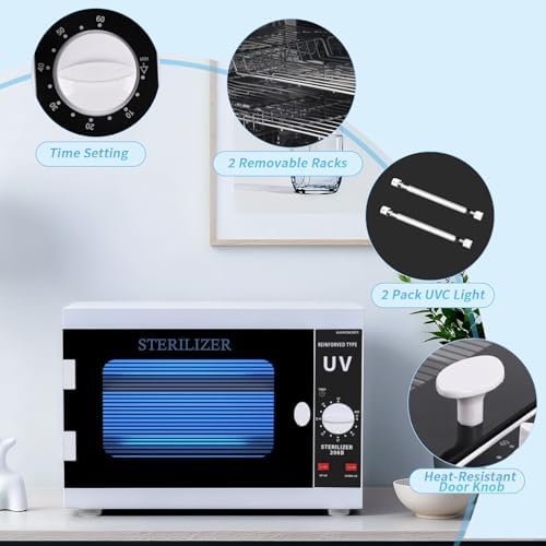 12L Nail Tools Cleaning Machine, Professional Dual Lamps System Cabinet - Image 3