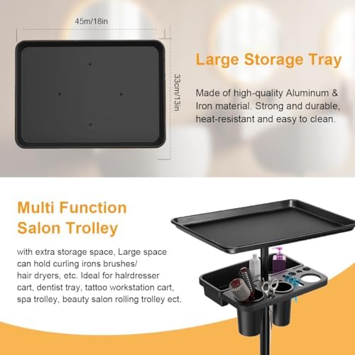 Rolling Salon Tray Cart with Extra Storage Space,Metal Salon Tray on Wheels - Image 4
