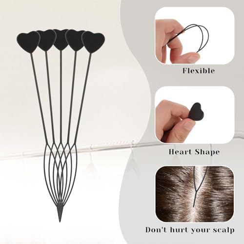 12PCS Hair Beader Tool for Hair Braids, Loading Beads on Hair Braids Beader Tool Quick Automatic Beads Loader Black Hair Bead Maker Threading Applicator Set for Hair Tail Ponytail Styling Maker - Image 3