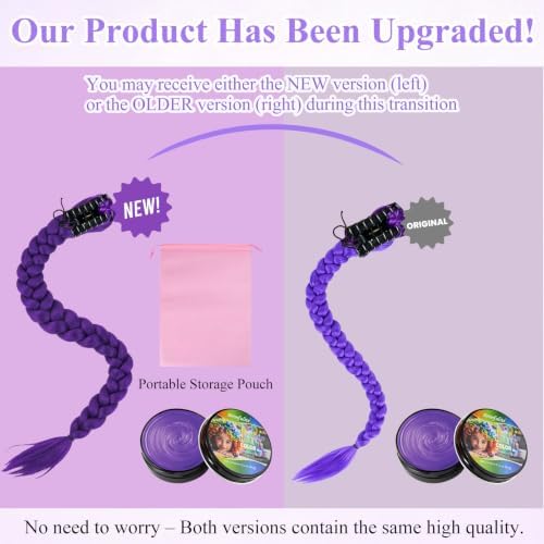 35" Purple Braiding Hair & Purple Hair Wax for Adult Halloween Costume - Image 7