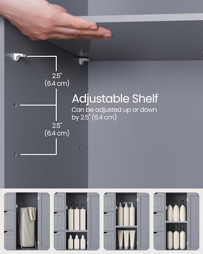 VASAGLE Bathroom Floor Storage Cabinet, 3 Drawers, Dove Gray - Image 7