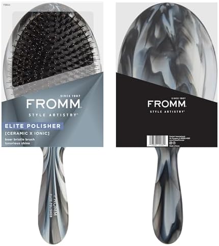 Fromm Professional Elite Polisher Ceramic x Ionic Luxurious Shine Boar Bristle Brush | Gentle Hair Detangler & Massage Brush Smooths Frizz & Flyaways for Medium to Thick Curly Hair - Image 6
