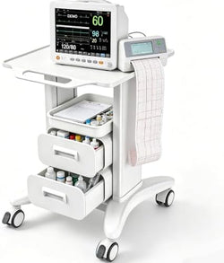 Medical Trolley Cart with Drawer & Tray 225 LBS Load Capacity by CXWAWSZ