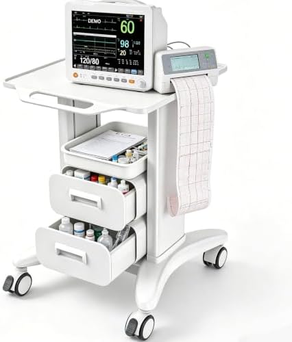 Medical Trolley Cart with Drawer & Tray 225 LBS Load Capacity by CXWAWSZ