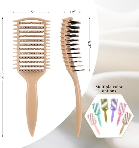 Curl Defining Brush, Vented Curly Hair Brush for Effortlessly Detangling Shaping and Defining Women's Men's Curls on All Wet or Dry Hair Types, Reduces Frizz (Beige) - Image 6