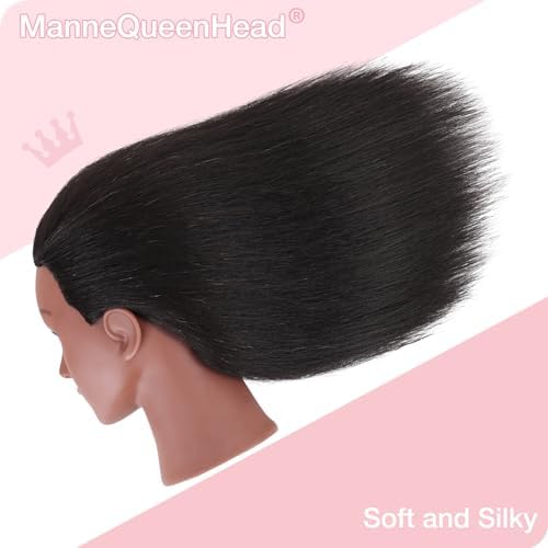 14" Mannequin Head Human Hair for Braiding Styling with stand - Image 6