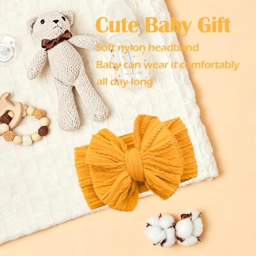 Baby Bows Headbands Soft Nylon Handmade Hair Accessories for Newborn Infant Toddler Kids (6 Mixed Brown, Large) - Image 4