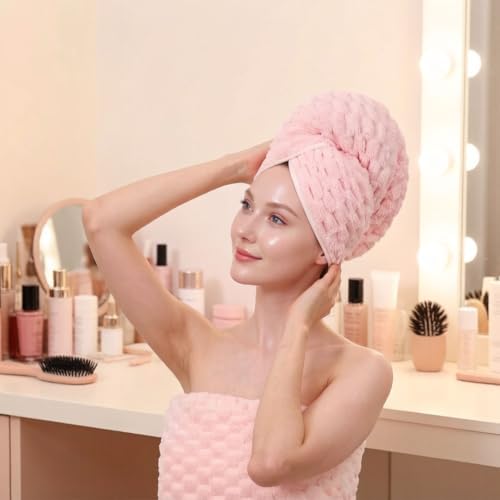 Super Soft Microfiber Hair Towels 3-Pack Lage Size (24x42 inch) for Women - Image 5