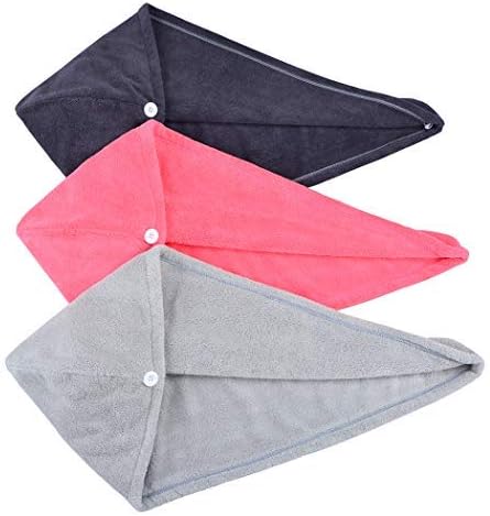 HOPESHINE Hair Drying Towel Twist Soft Shower Microfiber Towels for Curly Girls Hair Turban Wrap Fast Drying Ultra Absorbent Cap Great Gift for Women (3-Pack Dark Grey+Grey+Light Crimson) by HOPESHINE