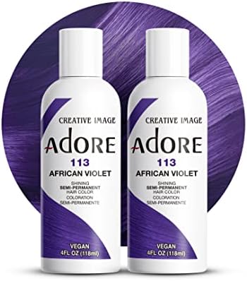Adore Semi Permanent Hair Color, 113 African Violet, 4 Fl Oz (2 Pack) by Adore