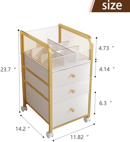 Rolling Makeup Organizer Cart with 3 Drawers Under Desk Storage - Image 2