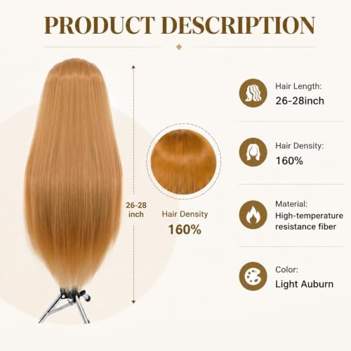 Mannequin Head with Hair 26-28" Doll Head for Hair Styling, Blonde - Image 6