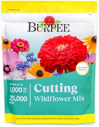 Burpee Wildflower Seeds Cutting Mix | 25,000 Bulk Seeds, Multi, 1 Bag | 15 Varieties of Non-GMO Flowers | Perennial Wildflower Mix | Covers 1,000 Sq. Ft. by Burpee