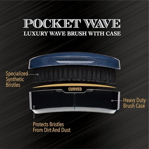 Red by Kiss Premium Pocket Wave Brush Hard – Bow Wow Curved Palm Brush for 360 Waves, High Density Hard Bristles for Coarse or Long Hair, Travel Cover, Ideal for Wolfing & Durag Use - Image 2