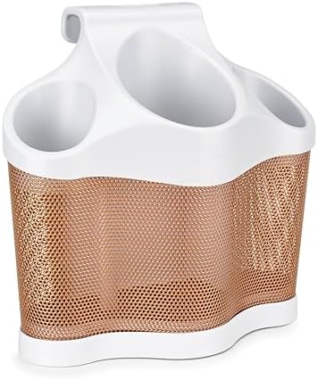 Polder Style Station, Tool Organizer for Hair Dryer, Curling Iron, and Straightener, Easy-to-Store Hair Styling Station, White and Copper by PolderProductsLLC