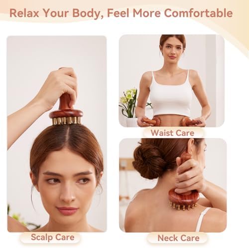 Meridian Massage Brush for Belly, 29 Teeth H62 Brass Copper Massage Tool, Belly Massage Brush for Body and Scalp, Chinese SPA Gua Sha Tool for Body 黄铜经络刷 经络刷 - Image 3