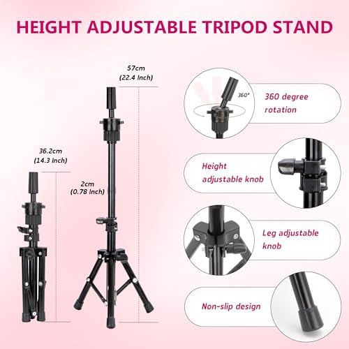 28" 80% Human Hair Mannequin Head, Tripod & Tools Cosmetology Practice Set - Image 4