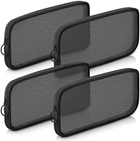 Weewooday 4Pcs Mesh Makeup Bag, Black, Medium, Classic by Weewooday