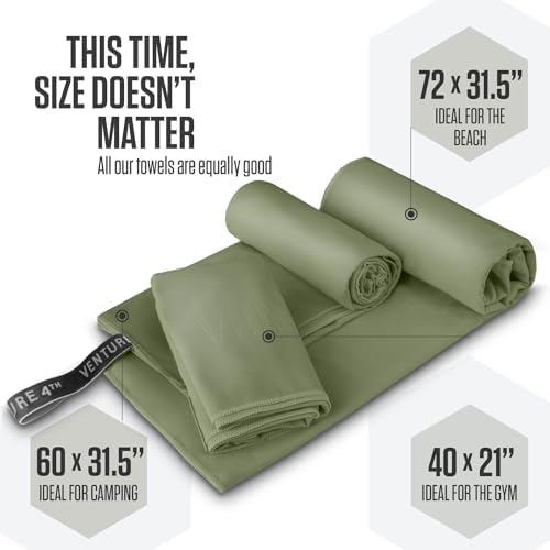 VENTURE 4TH Quick Dry Microfiber Towel for Camping & Gym - Army Green XL - Image 3