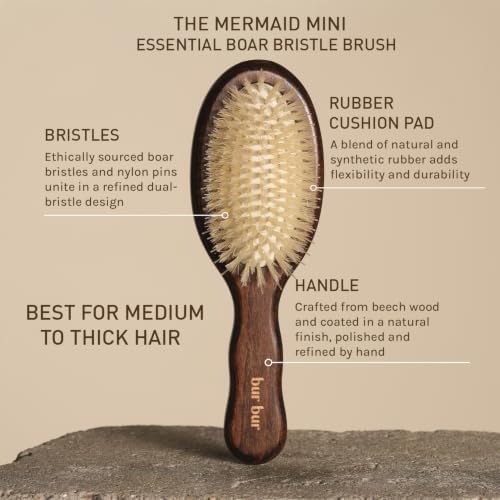 BUR BUR The Mermaid Mini Brush – Mini Boar Bristle Hair Brush - Image 2