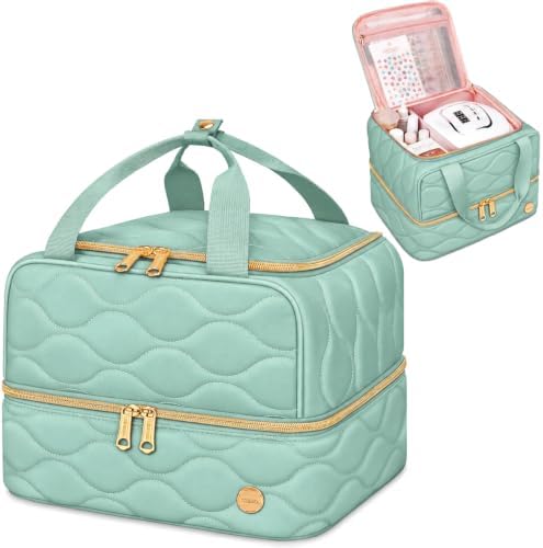 YOREPEK Nail Bag Organizer Case for 42+ Bottles & Nail Supplies, Green by YOREPEK