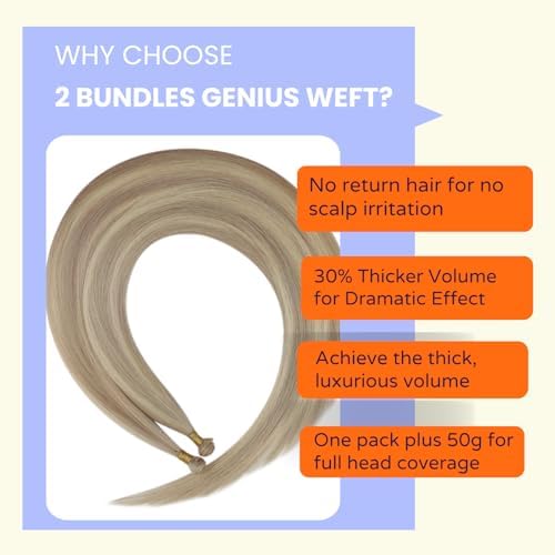 Full Shine Genius Weft Hair Extensions Real Human Hair 24 Inch 120g - Image 5