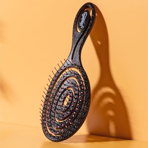Ninabella Detangler Brush - No Tangle Hair Brush for Women, Fine, Thick and Long Hair - Hairbrush for Wet and Dry Hair, Gentle on the Scalp - Black and Pink - Image 5