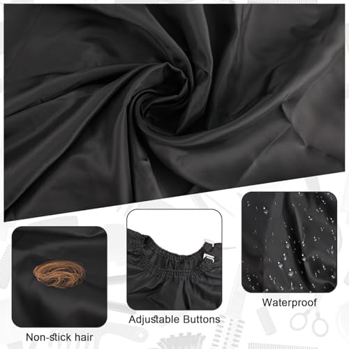 NICEMOVIC Hair Cutting Barber Cape with Neck Duster Brush and Barber Brush, Professional Barber Accessories Cleaning Supplies for Salon Haircut Styling (Black) - Image 3