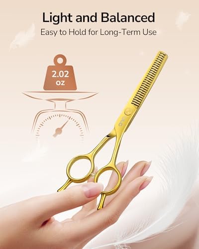 ULG Professional Texturizing & Thinning Shears - 6.5’’ Hair Cutting Scissors, Ultra Sharp Japanese Stainless Steel, Ambidextrous Ergonomic Handle for Barbers, Stylists, Salon & Home Use, Gold - Image 6