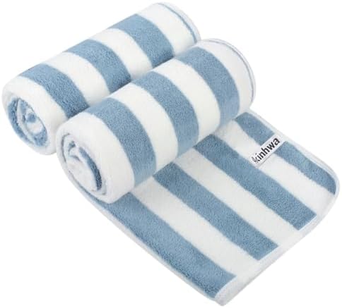 KinHwa Blue Bathroom Hand Towels, Microfiber, 16x30 Inch, 2 Pack by KinHwa