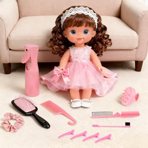 Doll Hair Brush Compatible with American Girl, Doll Wig Brush Set with Spray Bottle Detangle Brush Curly Hair Comb Set Fit for American Girl Doll Accessories, Doll Head Hair Styling Brush Set 8 PCS· - Image 7