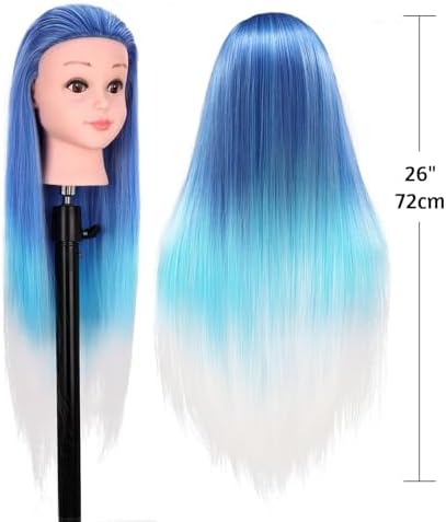 Mannequin Head with Hair, TopDirect 29" Hair Mannequin Manikin Head Synthetic Hair Doll Practice Cosmetology Styling Hairdressing Training Braiding Heads with Clamp Holder and Tools - Image 3