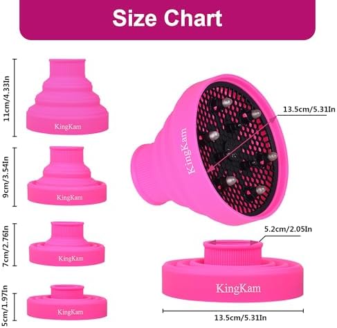 KingKam Collapsible Silicone Hair Diffuser, Fit 1.575-1.968 inch Nozzle - Image 5