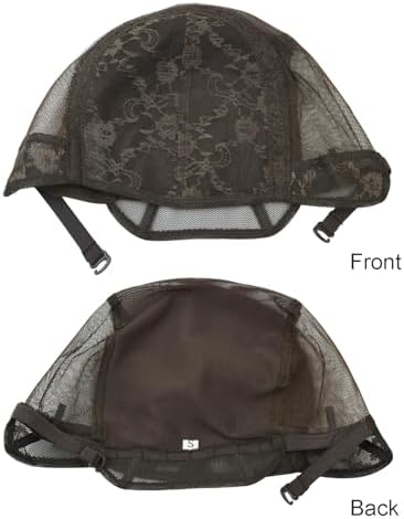 2 Pcs Double Lace Wig Caps with Adjustable Straps Swiss Lace Hairnet on the Back for Making Wig (Dark Brown XL) - Image 5