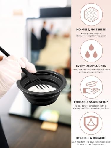 YOOVR 19pcs Hair Bleach Dye Kit with Hair Dye Brush, Bowl & Whisk (Black) - Image 4